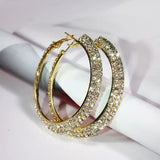 Gold/Silver Rhinestone Hoop Earrings 2 Layers