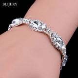 Silver Plated Rhinestone Charm Bracelet
