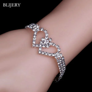 Silver Plated Rhinestone Charm Bracelet