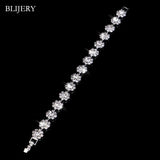 Silver Plated Rhinestone Charm Bracelet
