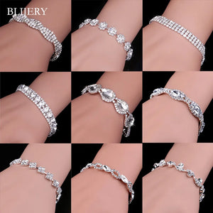 Silver Plated Rhinestone Charm Bracelet
