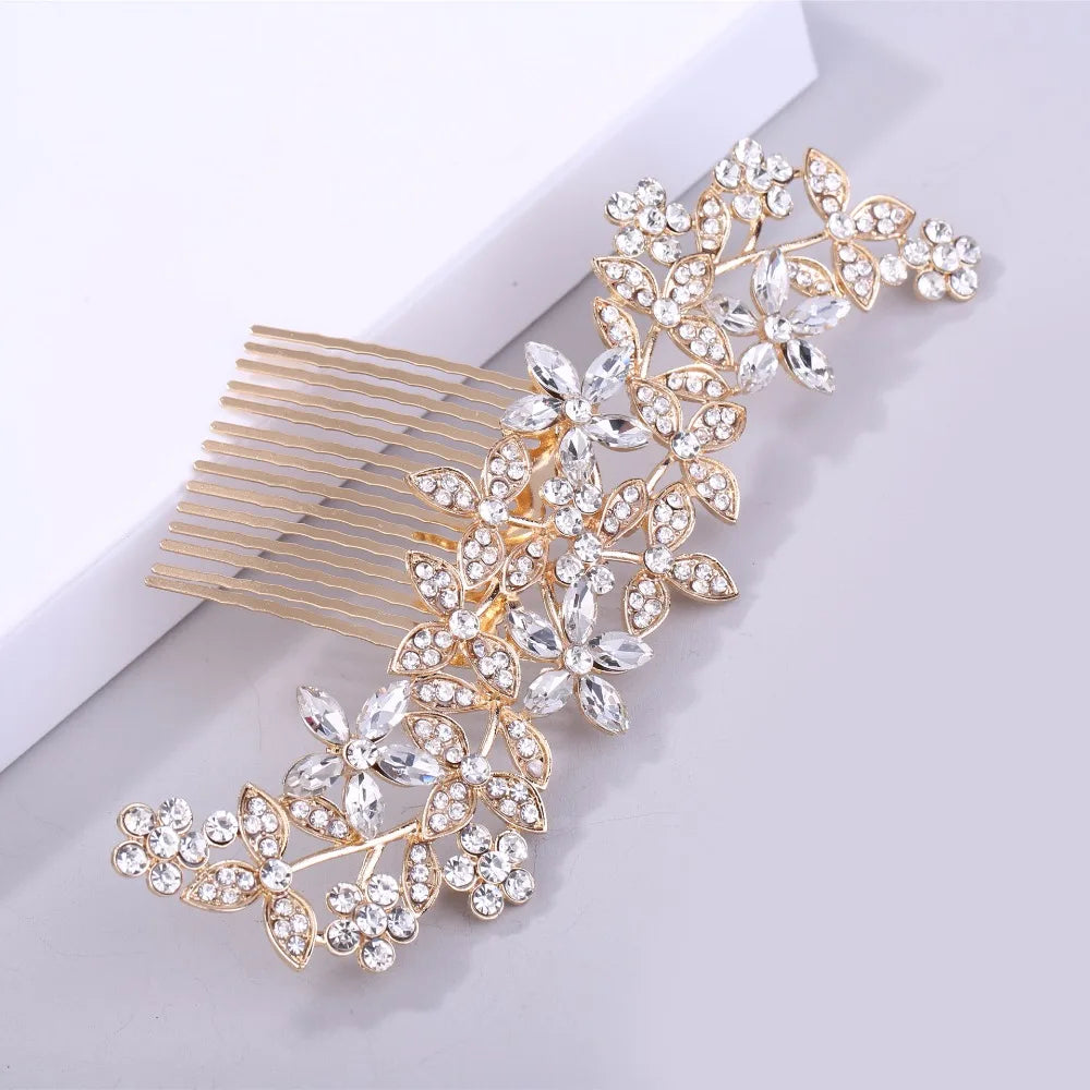 Rose Crystal Wedding Hair Combs for Women Hair Jewelry