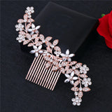 Rose Crystal Wedding Hair Combs for Women Hair Jewelry