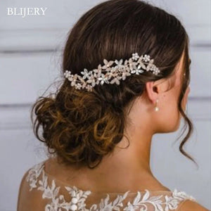 Rose Crystal Wedding Hair Combs for Women Hair Jewelry