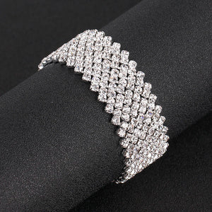 Silver Rhinestone Statement Bracelet for Women