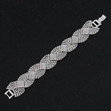 Silver Rhinestone Statement Bracelet for Women