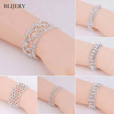 Silver Rhinestone Statement Bracelet for Women