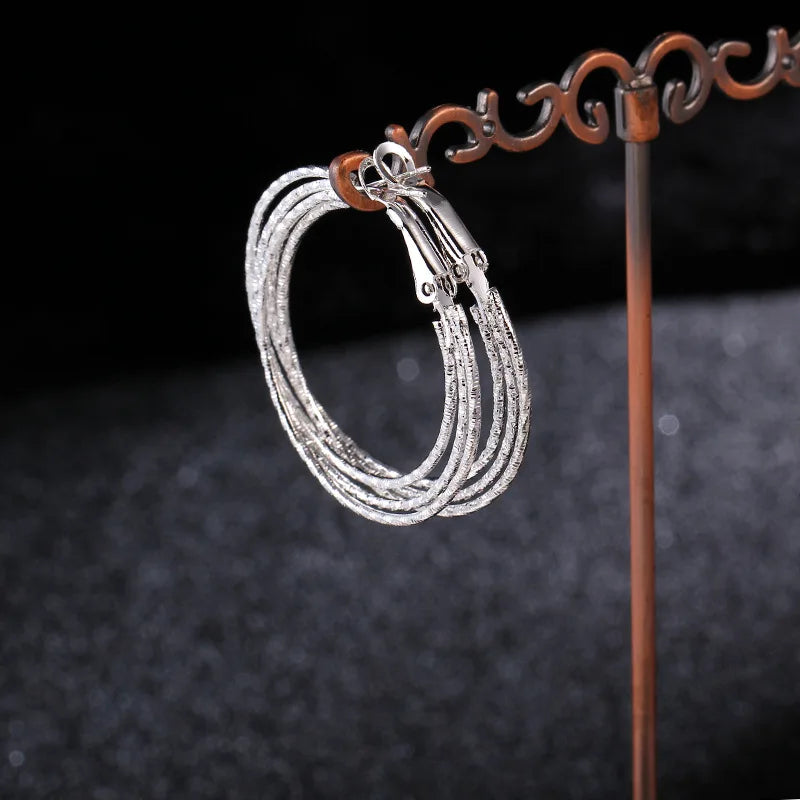 Multilayer Twist Hoop Earrings Big Circle Basketball Brincos Boucles d'oreill