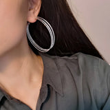 Multilayer Twist Hoop Earrings Big Circle Basketball Brincos Boucles d'oreill