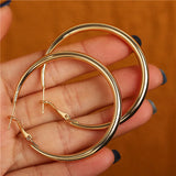 Punk Solid Metal Big Hoop Earrings for Women