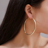 Punk Solid Metal Big Hoop Earrings for Women