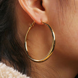 Punk Solid Metal Big Hoop Earrings for Women
