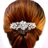 Silver Pearl Flower Bridal Hair Comb Crystal Wedding Accessories