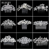 Silver Pearl Flower Bridal Hair Comb Crystal Wedding Accessories
