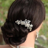 Silver Pearl Flower Bridal Hair Comb Crystal Wedding Accessories