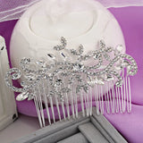 Silver Pearl Flower Bridal Hair Comb Crystal Wedding Accessories