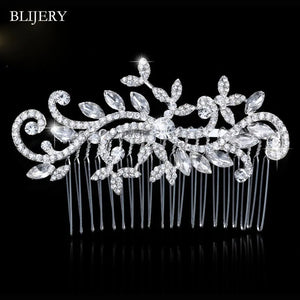 Silver Rhinestone Crystal Brides Tiara Wedding Hair Combs