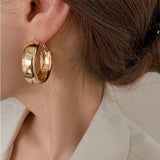 Thick Metal Circle Earring for Women Geometric Round Hoop Earrings