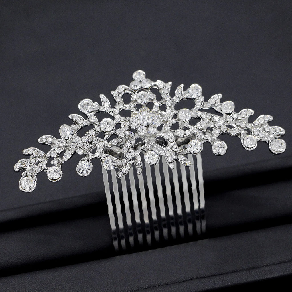 Vintage Crystal Pearls Floral Bridal Hair Combs for Women