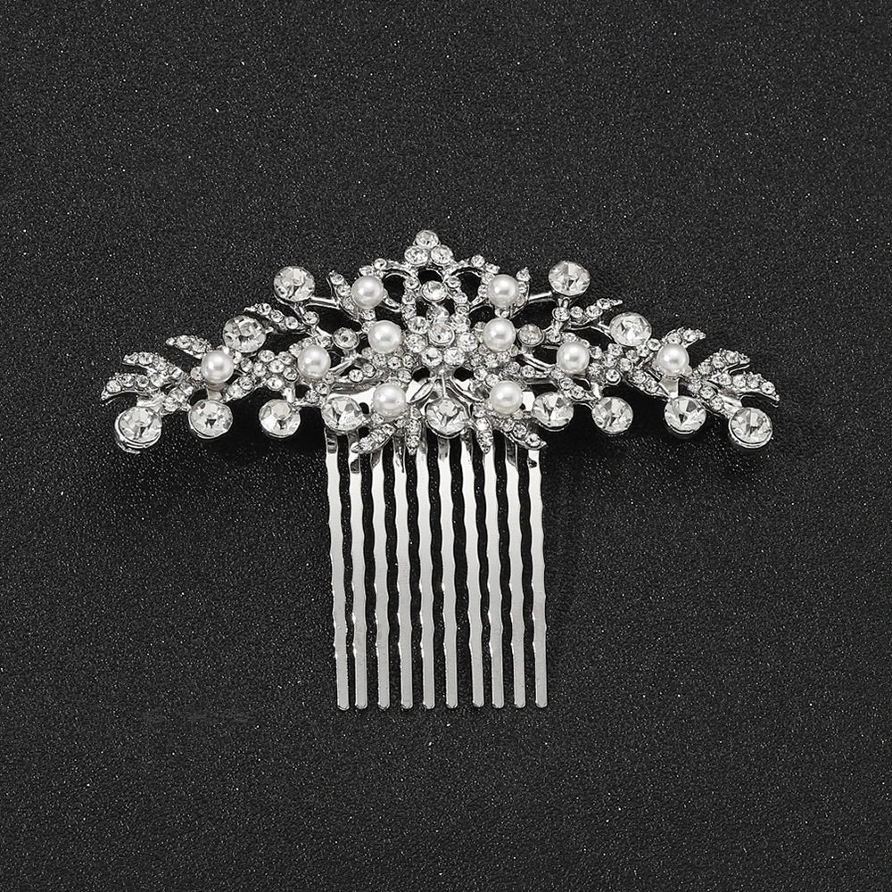 Vintage Crystal Pearls Floral Bridal Hair Combs for Women