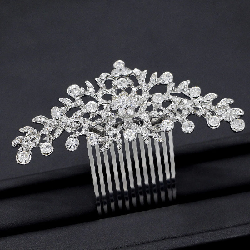 Vintage Crystal Pearls Floral Bridal Hair Combs for Women