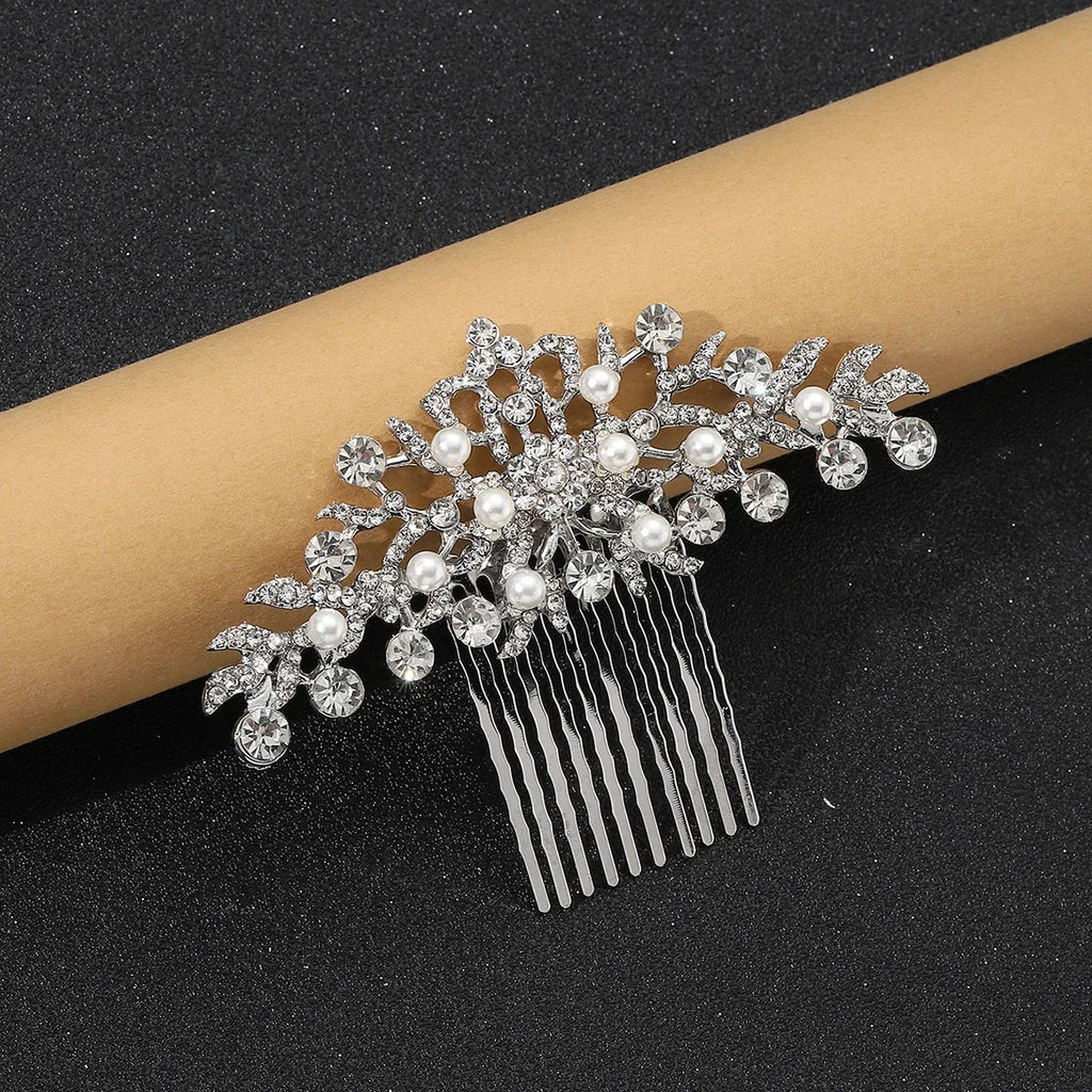 Vintage Crystal Pearls Floral Bridal Hair Combs for Women