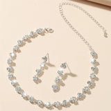 Royal Crystal Rhinestone Choker Necklace Earrings Set Vintage Wedding Accessory