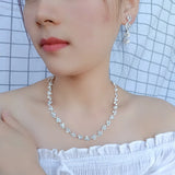 Royal Crystal Rhinestone Choker Necklace Earrings Set Vintage Wedding Accessory