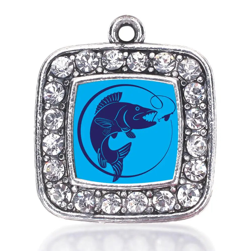 Square Fishing Charm Pendant Necklace Jewelry Gift