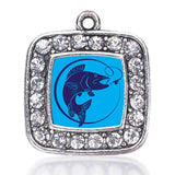 Square Fishing Charm Pendant Necklace Jewelry Gift