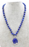 Lapis Round 8mm Pendant Necklace 18-inch Natural Beads for Women