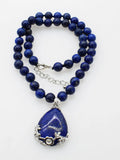 Lapis Round 8mm Pendant Necklace 18-inch Natural Beads for Women