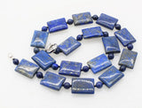 Natural Lapis Lazuli Beaded Necklace 19 Inch Round/Oblong 6mm & 15x20mm Women
