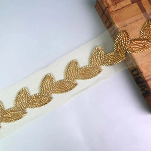 BNH1928 Beaded Embroidery Net Yarn Tube Leaves DIY Clothing Fur Accessories