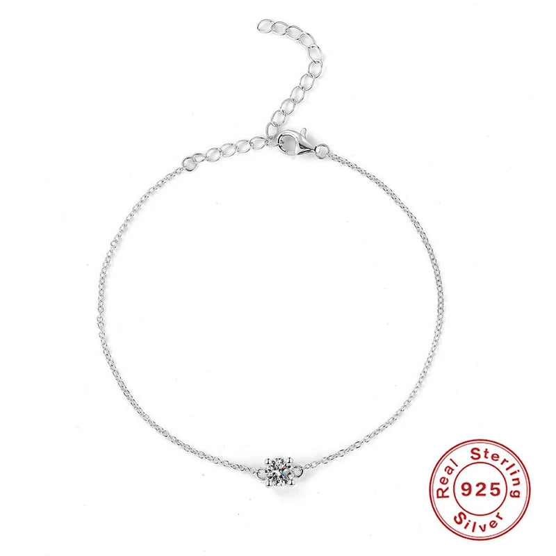 0.3/0.5 Moissanite Bracelet 925 Sterling Silver Couple Anklet