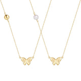925 Silver Butterfly Pattern Necklaces Double Layer Bijoux Argent 925