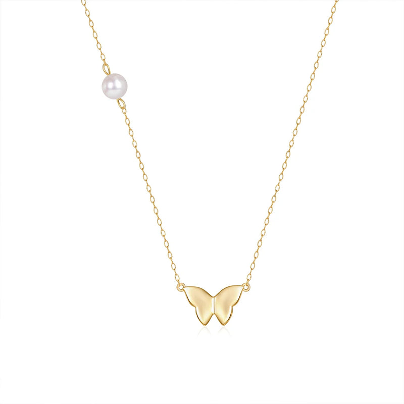 925 Silver Butterfly Pattern Necklaces Double Layer Bijoux Argent 925