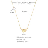 925 Silver Butterfly Pattern Necklaces Double Layer Bijoux Argent 925