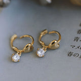 925 Silver Heart Zircon Earrings Wedding Jewelry