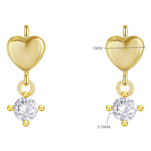 925 Silver Heart Zircon Earrings Wedding Jewelry