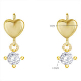 925 Silver Heart Zircon Earrings Wedding Jewelry