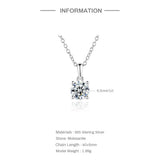 1CT D Moissanite Necklace 925 Silver Not Allergy Inlaid Pendant Jewelry