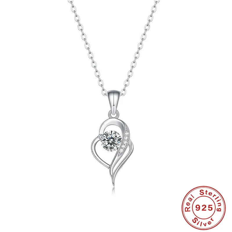 1CT Moissanite Heart String Necklace Pendant Diamond Necklace Ladies 925 Silver