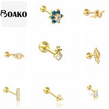 925 Silver Crystal Zircon Wing Stud Earring Women Jewelry