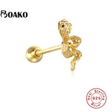 925 Silver Crystal Zircon Snake Arrow Stud Earring Women Fine Jewelry