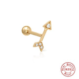 925 Silver Crystal Zircon Snake Arrow Stud Earring Women Fine Jewelry