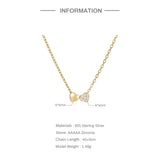 925 Silver Double Heart Zircon Necklace For Women