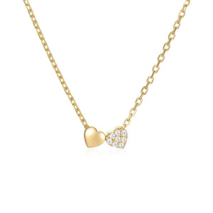 925 Silver Double Heart Zircon Necklace For Women