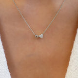 925 Silver Double Heart Zircon Necklace For Women