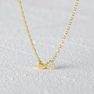 925 Silver Double Heart Zircon Necklace For Women